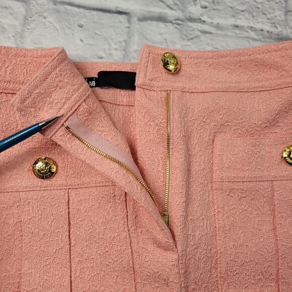 Demure Love Moschino Pastel Pink Double Pocket Skirt Gold Buttons size 4 - Picture 4 of 9